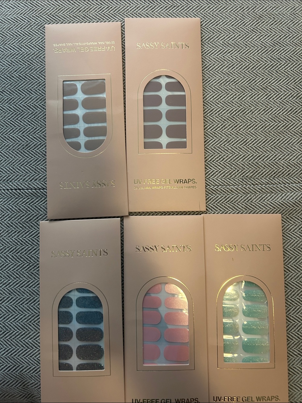 Sassy Saints Gel Nail Wraps - Neutral, Mauve, Blue, Pink & Teal Sets